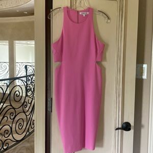 Elizabeth James pink midi dress. Cut out on sides. Silver back zip